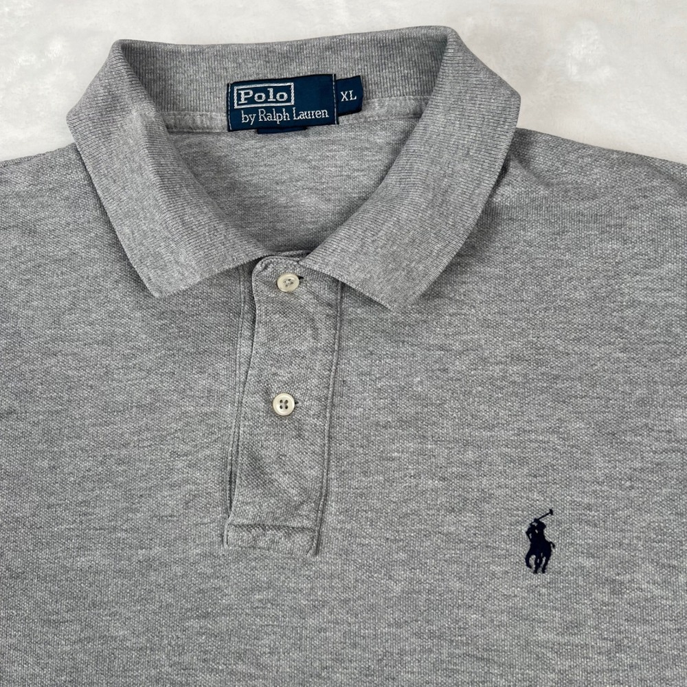 Polo Ralph Lauren Mens XL Gray Short Sleeve Pique Polo Shirt Embroidered Pony